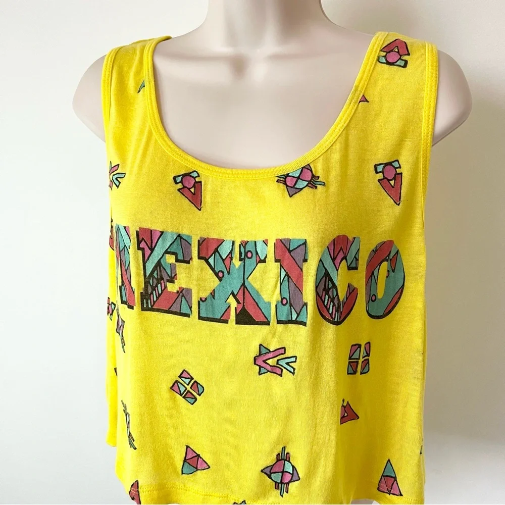 Forever 21 Mexico crop top yellow cropped tank Size M - Picture 4 of 7